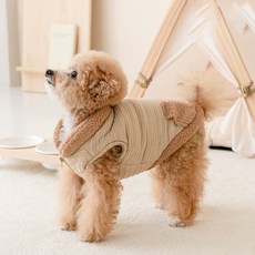 울리 강아지 모모 양털 베스트, 베이지