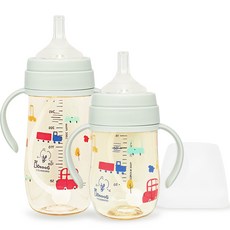 리틀밥독 유아용 PPSU 뛰뛰빵빵 빨대컵 트윈팩 180ml + 270ml 세트, 민트,