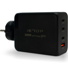  이탑 200W GAN 초고속 C타입 USB 멀티 충전기, 블랙, 1개 
