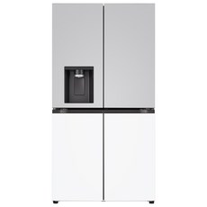 [색상선택형] LG전자 오브제 디오스 4도어 얼음정수기 메탈 냉장고 방문설치, 크림 화이트, J824MRH112