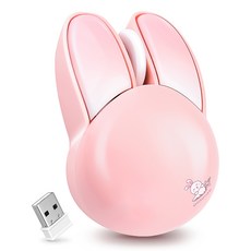 코시 귀여운 토끼 무소음 무선마우스 M4109WL, 핑크