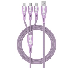 헨센 코어 패브릭 3in1 스마트폰 충전 케이블, 1m, 퍼플, 1개
