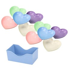 리빙쉘 하트모양 소쿠리 쟁반 접시 5종 x 2p + 받침대 세트, 베이지 + 핑크 + 그린 + 블루 + 퍼플 + 랜덤 발송, 1세트 10장세트