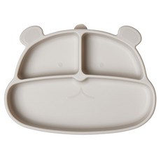 마미스테이블 유아용 먹자곰 흡착 푸드그레이드 실리콘 식판, 소프트베이지, 1개, 단품