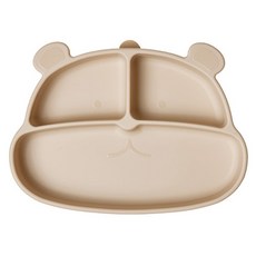 마미스테이블 유아용 먹자곰 흡착 푸드그레이드 실리콘 식판, 샌드브라운, 1개, 단품