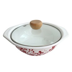 하코야 인덕션 마블 법랑 V형 전골냄비 HAK-1022, 1개, 레드, 22cm