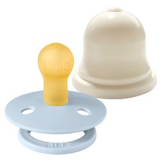 BIBS 컬러 고무 쪽쪽이 1단계 + 실리벨 케이스 세트, 1단계(0~6개월), 베이비블루, 1세트