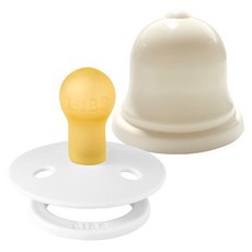 BIBS 컬러 고무 쪽쪽이 1단계 + 실리벨 케이스 세트, 1단계(0~6개월), 화이트, 1세트
