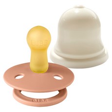 BIBS 컬러 고무 쪽쪽이 2단계 + 실리벨 케이스 세트, 2단계(6~18개월), 피치, 1세트
