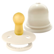 BIBS 컬러 고무 쪽쪽이 2단계 + 실리벨 케이스 세트, 2단계(6~18개월), 아이보리, 1세트