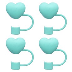 블럭마트 텀블러 빨대 마개 하트모양, 민트, 4개
