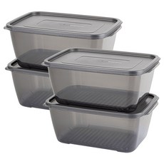 EASY&FREE 黑色Keep版冰箱收納容器 3L, 1組, 4個