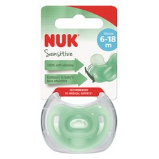 NUK 抗敏感奶嘴, 100% 柔軟矽膠, 適合敏感新生兒, 綠色, 第2階段 6-18個月, 1個