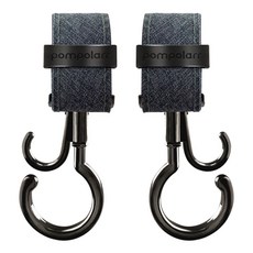 폼포라 다용도 웨건 유모차 걸이, 블랙(후크), 멜란지 그레이(스트랩), 2개