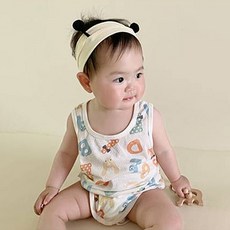 베베니즈 유아용 데일리 순면 패턴 민소매 바디수트