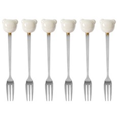 라임올리브 곰돌이 펄 티포크, 6개, 화이트