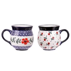 메종오브제 프라카 항아리 머그컵 중 350ml 2종 세트, 카멜리아 + 티니로즈, 1세트