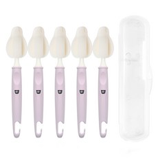 리에또 유아용 젖병 젖꼭지 세척솔 5p + 휴대용 케이스 세트, 1세트, 라벤더(세척솔)