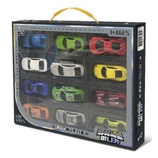 KIDS Pangpang 兒童1:64動力金屬賽車迷你車系列12件套, 混色
