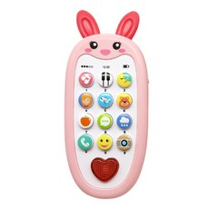 다다랜드 유아용 멜로디 핸드폰 버튼식 장난감 전화기 아이큐폰 스마트폰, 토끼, 1개