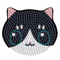 디클레어 큐빅 비즈 보석십자수 양면 손거울 만들기 DIY 세트, 까미, 1세트