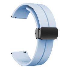 ZELSEN D扣矽膠磁吸錶帶智慧型手錶錶帶 20mm, DS7冰藍