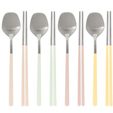 메종오브제 시에르 딜라잇 몽글 파스텔 4인 수저세트, 아이보리 + 버터옐로우 + 블로썸핑크 + 스카이민트, 숟가락 4p + 젓가락 4p, 1세트 아이보리, 버터옐로우, 블로썸핑크, 스카이민트, 숟가락 4p + 젓가락 4p, 1세트