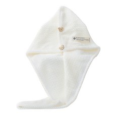 다정다감 빨리 마르는 극세사 투버튼 헤어터번 샤워머리타올, 화이트, 1개