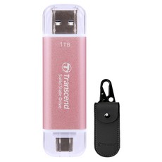 Transcend 創見 超小型外接SSD ESD310+專用收納包組, 1TB, 粉色