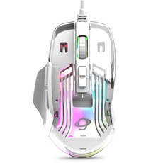 지클릭커 크리스탈 RGB 무소음 게이밍 유선 마우스 GM-E9000, 투명