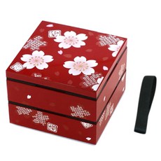 HAKOYA 미니 2단 사각찬합 12cm, 1개, 사쿠라 레드