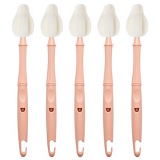 리에또 클린 롱 젖병 젖꼭지 세척솔, 5개, 피치핑크