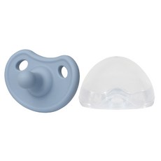 MOTHER-K 極親柔全矽膠安撫奶嘴 附收納盒 沁藍 Set, 100%矽膠 一體成型, 食品級液態矽膠, 適用所有消毒方式, 0歲以上, 1個