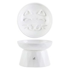 DING DONG PET 寵物貓眼慢速陶瓷餵食器, 1個, 白色
