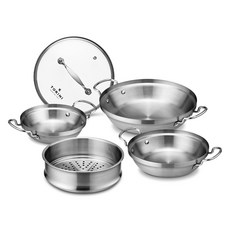 토리니 인덕션 IH 전골냄비 5종세트, 전골냄비 18cm + 전골냄비 22cm + 전골냄비 26cm + 스티머 22cm + 유리뚜껑 22cm, 1세트