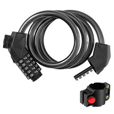 픽센드 자전거 자물쇠 5단 번호키 변경형 도난방지 잠금장치 XE-220-black, 블랙, 1개