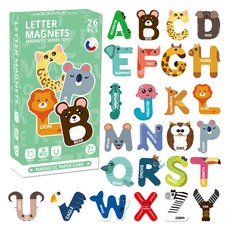 葉子磁鐵拼圖玩動物字母 P-01, 26件, 1組
