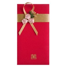 Maket Gamseong 紅色信封緞帶裝飾信封紅玫瑰粉紅色, 1個