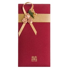 Maket Gamseong 紅色信封緞帶裝飾信封深紅玫瑰金, 1個