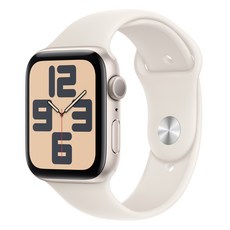 Apple 정품 2024 애플워치 SE 2세대 알루미늄 케이스, 44mm, GPS, 스타라이트 / 스타라이트 스포츠 밴드, M/L