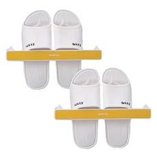 리얼피키 실내화 거치대 홀더 스퀘어 28cm 2p + 접착스티커 4p 세트, 1세트, 옐로우