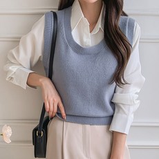 針織女用張力基本款 U 領針織口徑背心