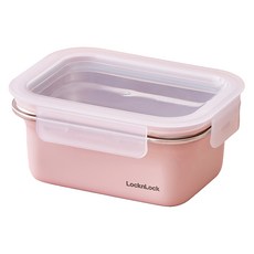 LocknLock 樂扣樂扣 粉彩不鏽鋼保鮮盒 粉色 500ml, 1個, 盒身 + 上蓋