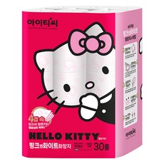 ITC 헬로키티 핑크앤화이트 천연펄프 4겹 화장지, 30개입, 1개, 20m