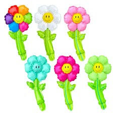 Party09 雛菊花莖氣球, 混色, 6個