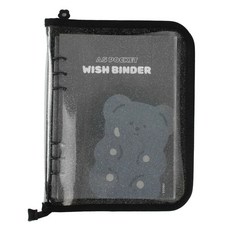 Recoz A5 Wishbinder 封面桃色模糊拉鍊日記本 6 孔, 06 黑熊, 1個
