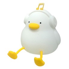 오엠티 무선 충전식 거치대 겸용 밝기조절 오리 LED 무드등, 화이트