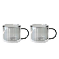 카모메키친 이리스 이중 유리 컬러 머그잔 260ml, gray, 2개