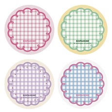 페이퍼먼츠 체크롤리 컵받침 4종 세트 12595, 블루, 핑크, 그린, 퍼플, 1세트