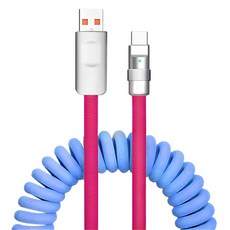 아더어스 스프링 팝 아이폰 고속충전 A타입-C타입 케이블, 65cm, 블루, 1개